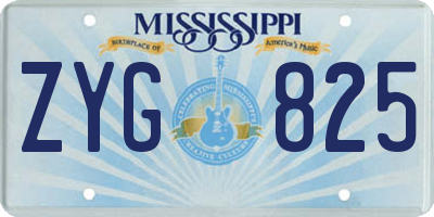 MS license plate ZYG825