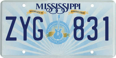 MS license plate ZYG831