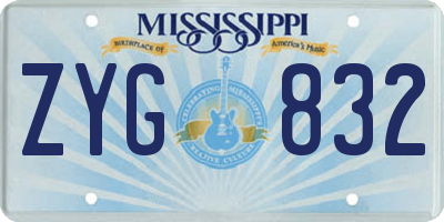 MS license plate ZYG832