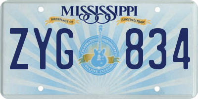 MS license plate ZYG834