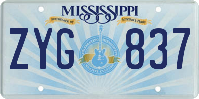 MS license plate ZYG837
