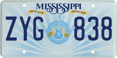 MS license plate ZYG838