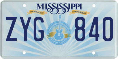 MS license plate ZYG840