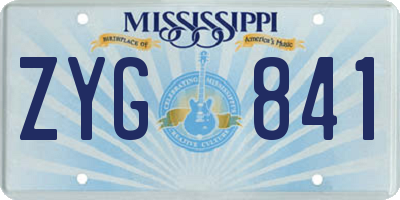 MS license plate ZYG841