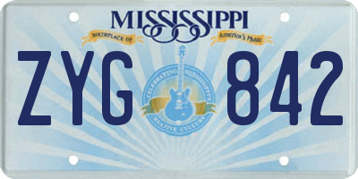 MS license plate ZYG842