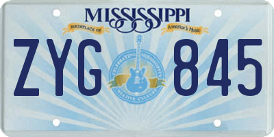 MS license plate ZYG845