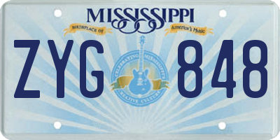 MS license plate ZYG848