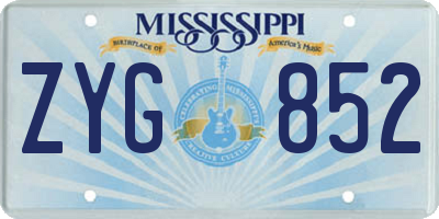 MS license plate ZYG852