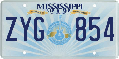 MS license plate ZYG854