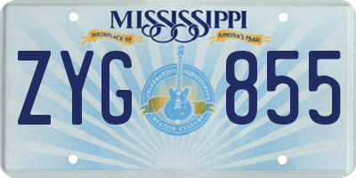 MS license plate ZYG855