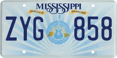 MS license plate ZYG858