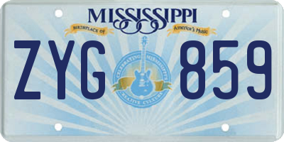 MS license plate ZYG859