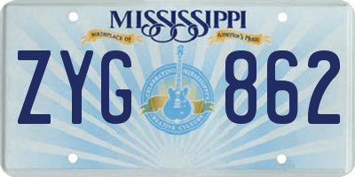 MS license plate ZYG862