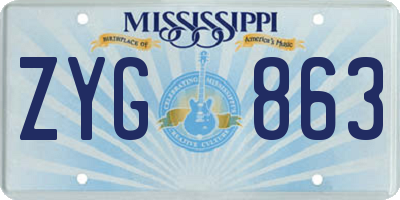 MS license plate ZYG863