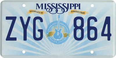 MS license plate ZYG864