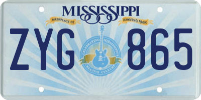 MS license plate ZYG865