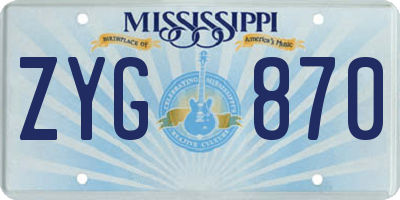 MS license plate ZYG870