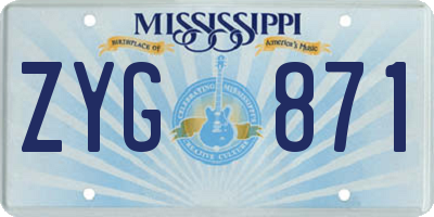 MS license plate ZYG871