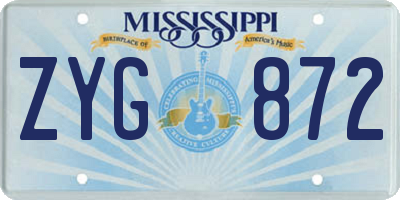 MS license plate ZYG872