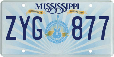 MS license plate ZYG877