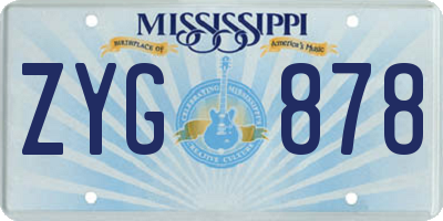 MS license plate ZYG878