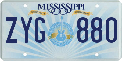 MS license plate ZYG880