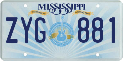 MS license plate ZYG881