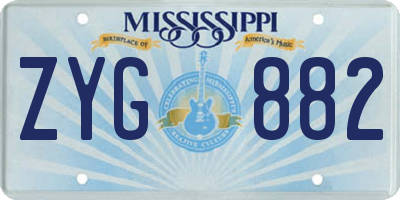 MS license plate ZYG882