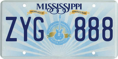 MS license plate ZYG888