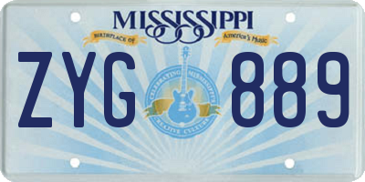 MS license plate ZYG889