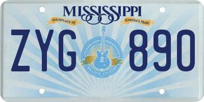 MS license plate ZYG890