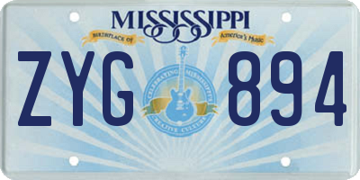 MS license plate ZYG894