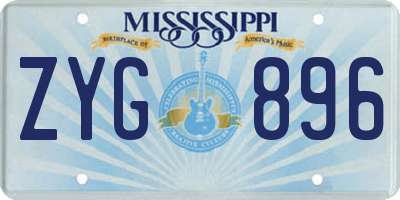 MS license plate ZYG896