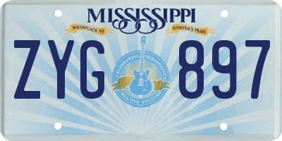 MS license plate ZYG897