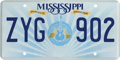MS license plate ZYG902