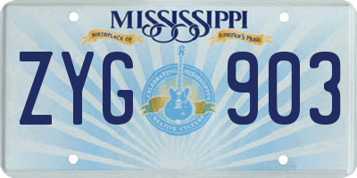 MS license plate ZYG903