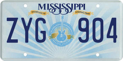 MS license plate ZYG904