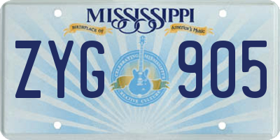 MS license plate ZYG905