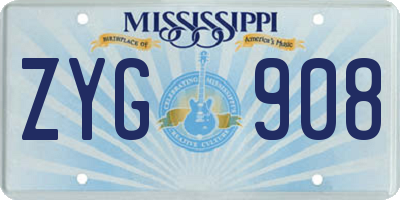 MS license plate ZYG908