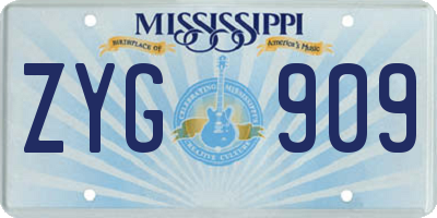 MS license plate ZYG909