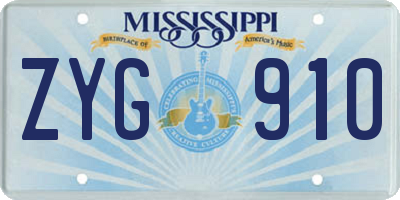 MS license plate ZYG910