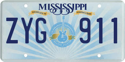 MS license plate ZYG911