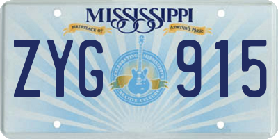 MS license plate ZYG915