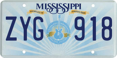 MS license plate ZYG918