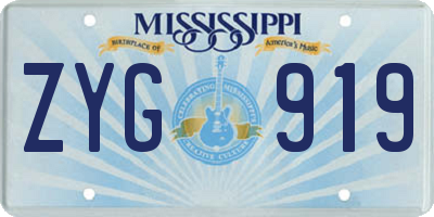 MS license plate ZYG919