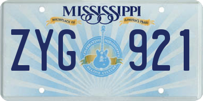 MS license plate ZYG921