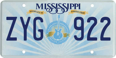 MS license plate ZYG922