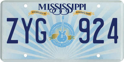 MS license plate ZYG924