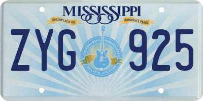 MS license plate ZYG925