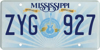 MS license plate ZYG927